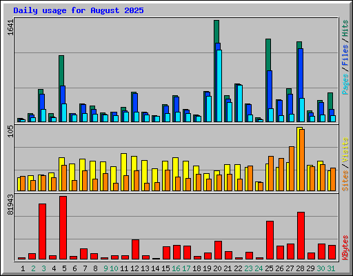 Daily usage for August 2025